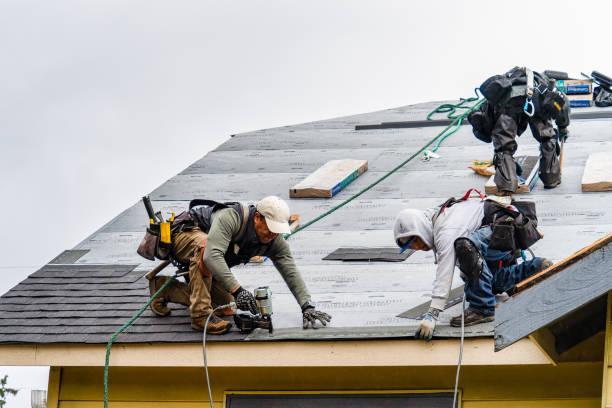 Professional Gutter Installation technician working in Hubbard, OR